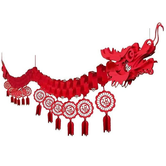 Lunar New Year Dragon Ceiling Decorations Red Felt