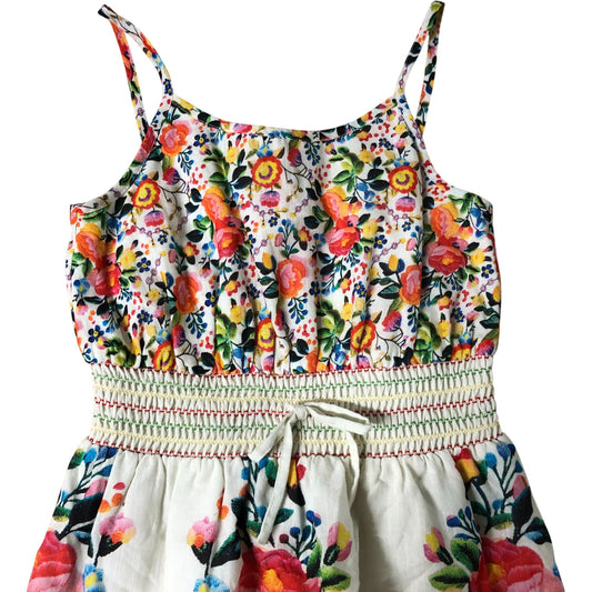 River Island Floral Dress 7-8 Years Girls Summer Spaghetti Straps Embroidered