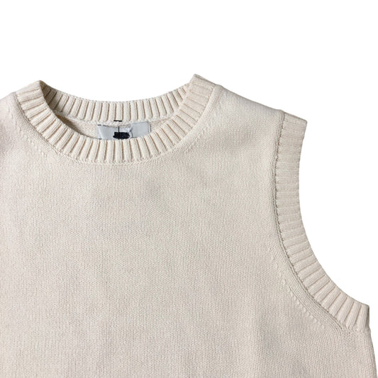Cream Knitted Sleeveless Jumper Women's Size Medium Soft Polyester Blend