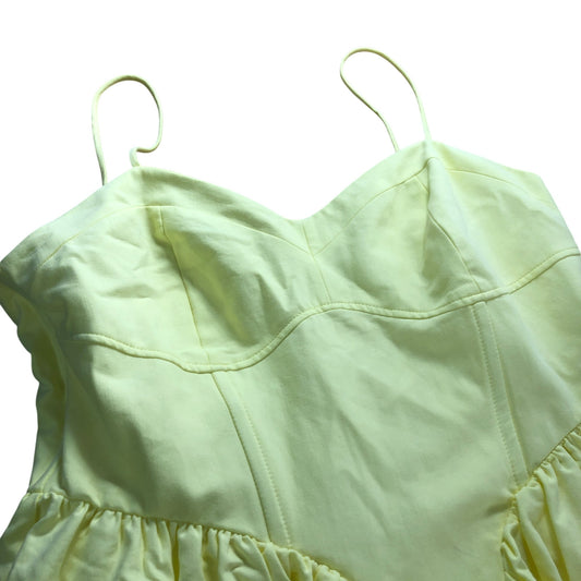 River Island Butter Yellow Volume Corset Detail Midi Dress - Size 18