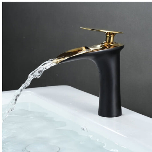 SHUNLI Bathroom Sink Taps Mixers - Black Gold Bathroom Basin Mixer Tap