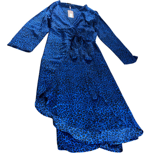 Branded Blue Leopard Print Dress - Size 18