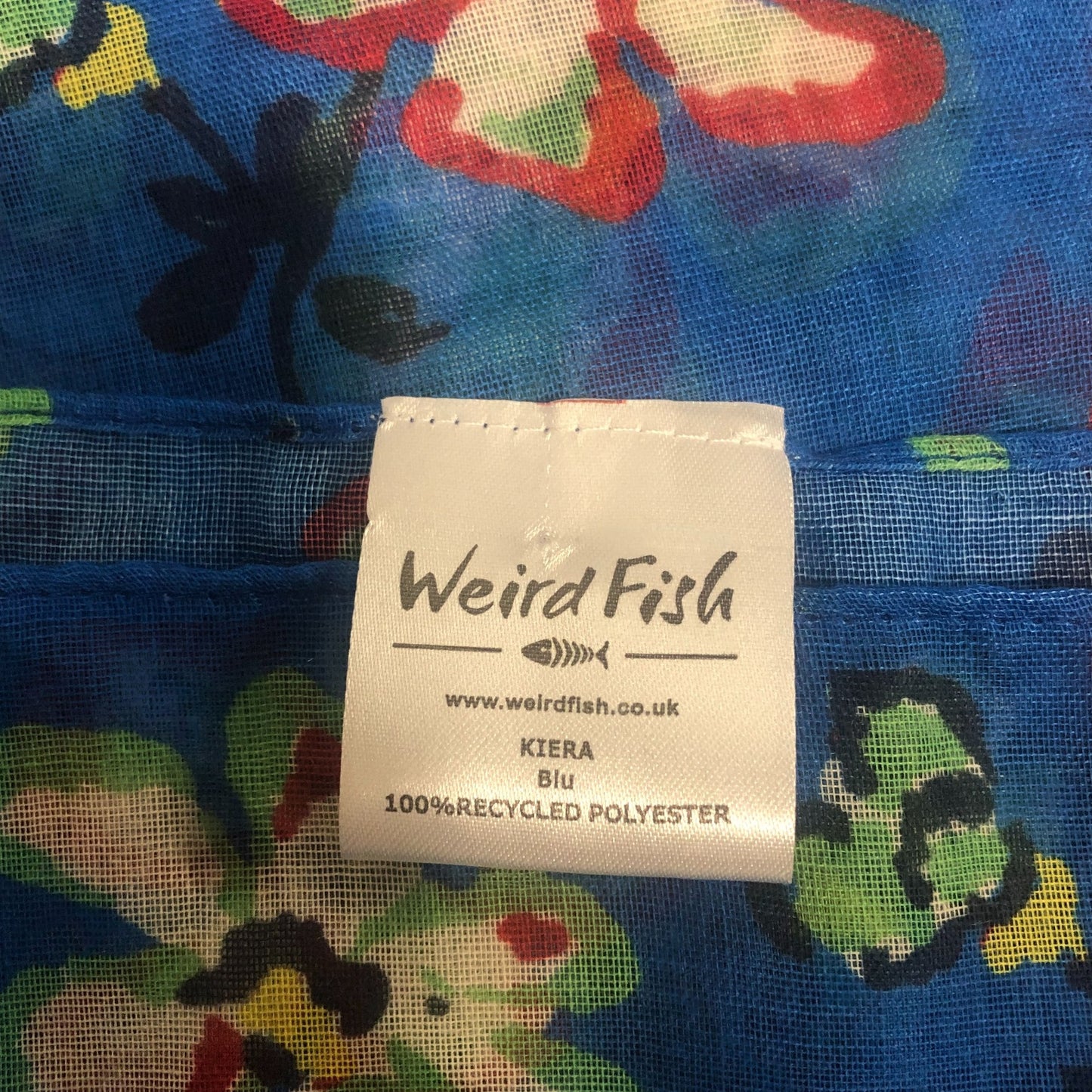 Weird Fish Kiera Scarf Floral Print Blue Eco Friendly 100 Percent Recycled