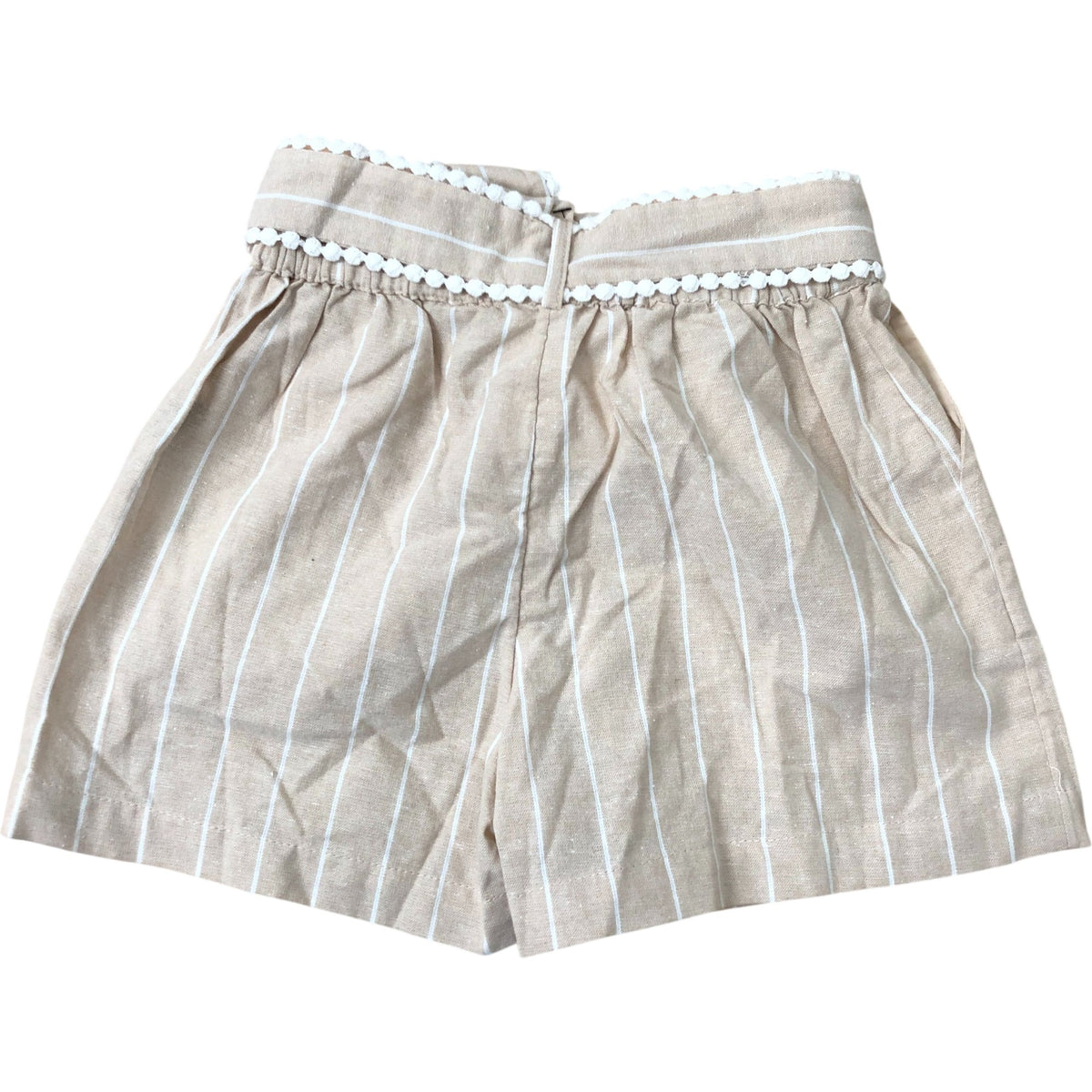 Girls Shorts Beige Striped Cotton Blend With Bow 12 Years