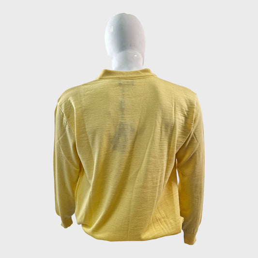 Franco Ponti Yellow Merino Long Sleeve Polo Shirt