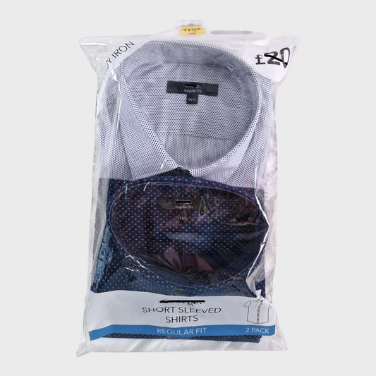 Short Sleeved Shirts Regular Fit Men's 2 Pack Easy Iron