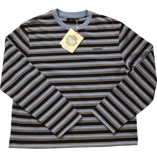 Covernat Horizontal Stripe Long Sleeve Top Small Women's Dark Navy Cotton