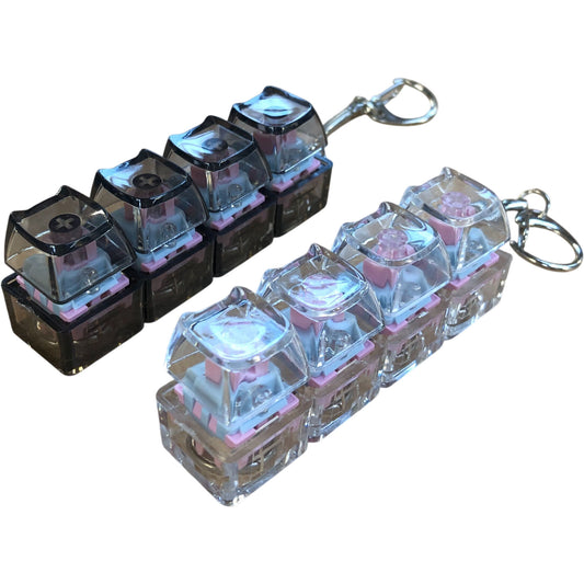 Light Up Fidget Keychain Set 2 Pcs Mechanical Keyboard Pink Blue Switch