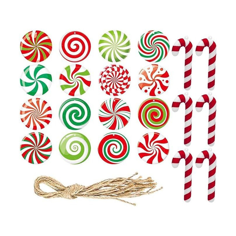 Candy Cane Ornament Pendant Holiday Decorations 22 Pieces