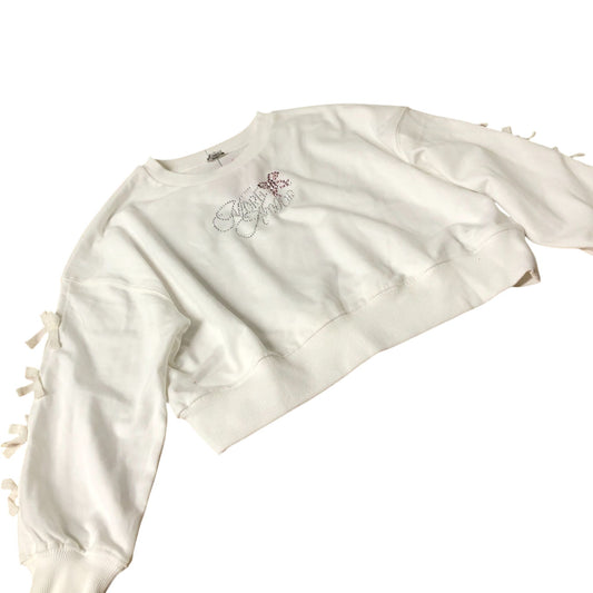 River Island Cropped Sweatshirt White With Embroidery 9-10 Years