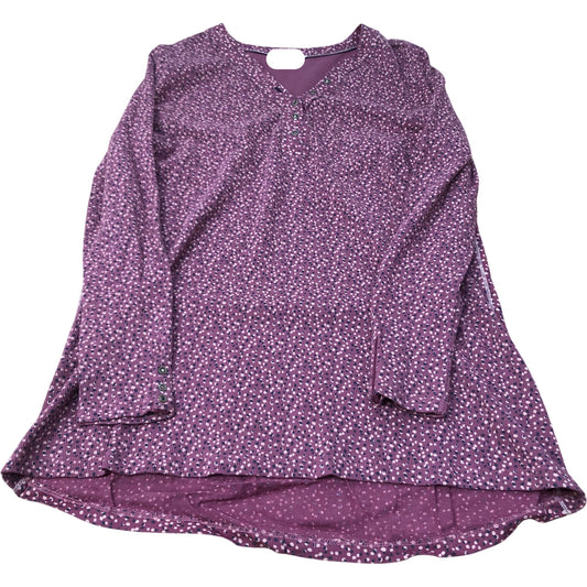 Long Sleeve Tunic Top UK8 Women's Floral Pattern Viscose Cotton Blend