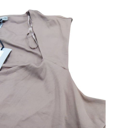 River Island Bodysuit Women's New Brown Ribbed Short Sleeve Size UK 10 with Tags