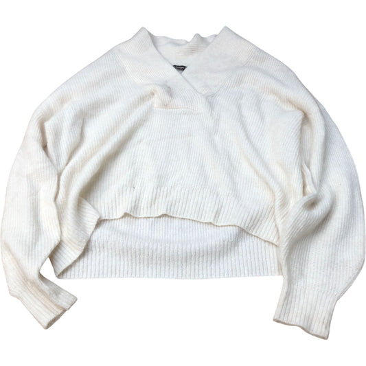 River Island Cream Oversized Sweater UK Size M Women's V Neck Knitted Pullover