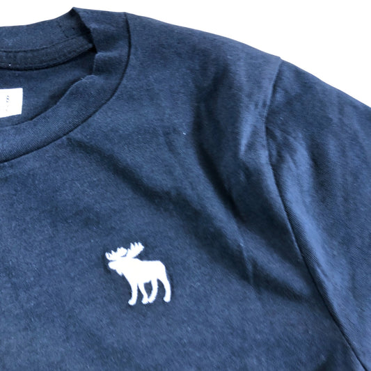 Abercrombie Kids T Shirt Size 7/8 Boys Navy Blue Cotton Blend Moose Logo