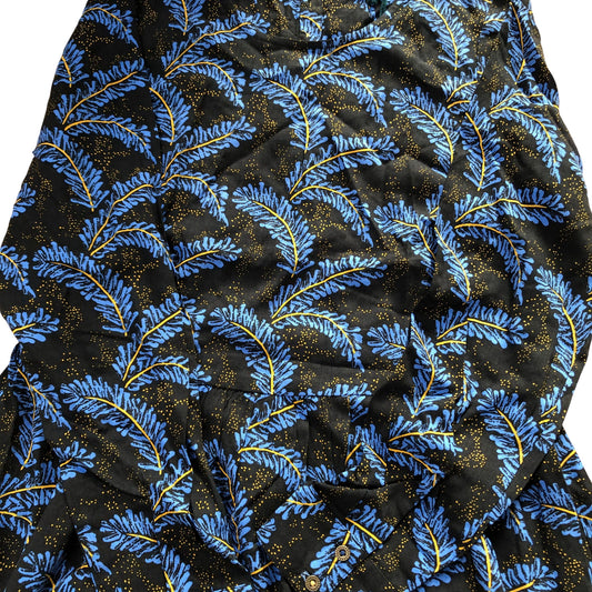 Long Sleeve Dress Floral Print Viscose Black Blue Size 6