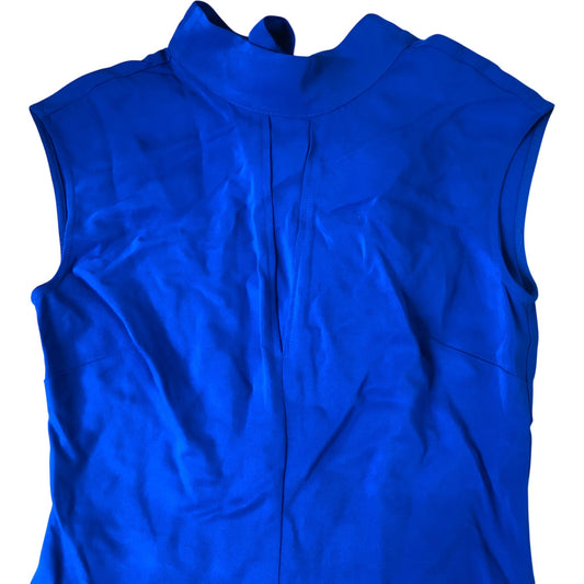 Sleeveless Maxi Dress Women's Blue Tie Neck Elegant Evening Size 6