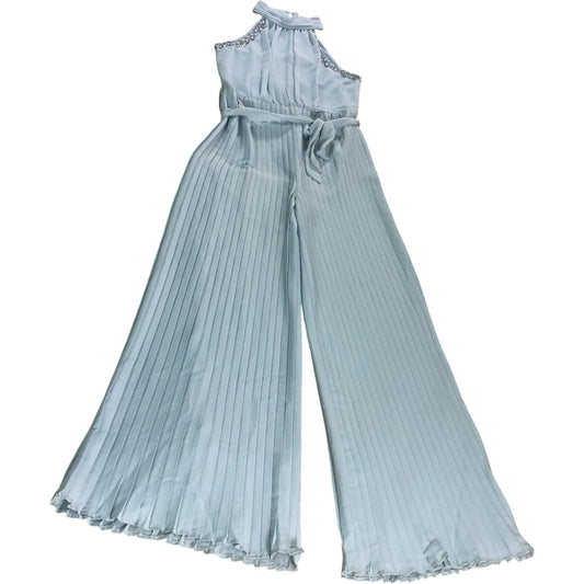 Lipsy London 12 Years Girls Pleated Jumpsuit Light Blue Sleeveless