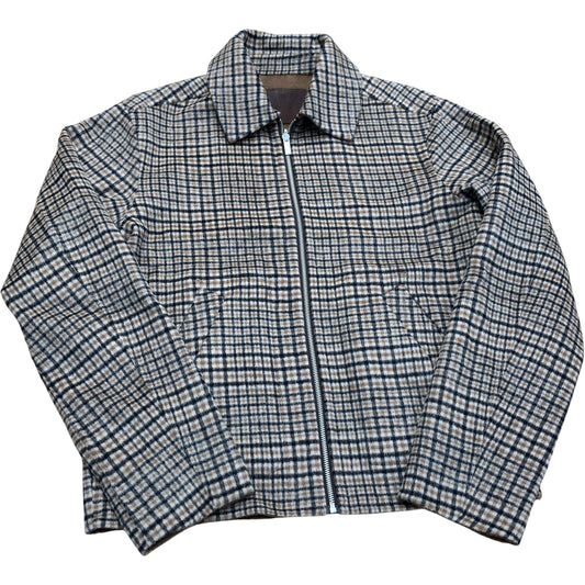 River Island Brown Check Wool Blend Zip Up Trucker Jacket
