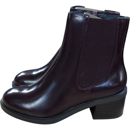 Wide Fit Ankle Boots Burgundy Faux Patent Leather Size 6