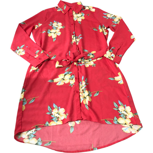 Dancing Leopard Floral Shirt Dress Women's Red - Size 12