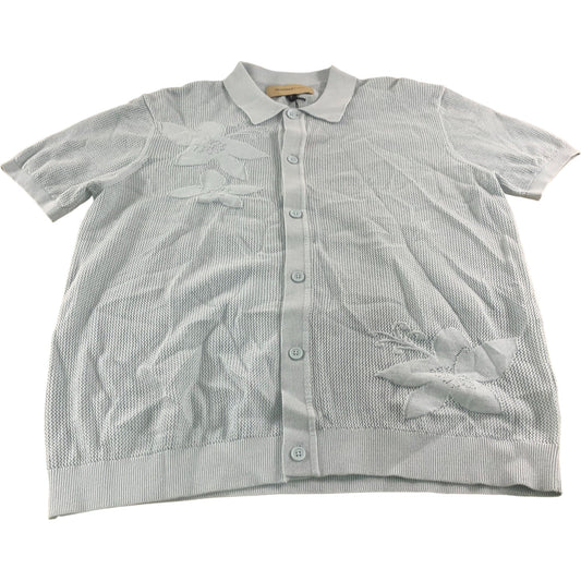 River Island Short Sleeve Floral Knitted Top Light Blue Size Medium