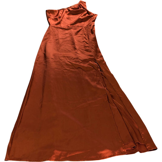Rewritten Porto Dress L Women's Burnt Orange Satin One Shoulder Evening Gown