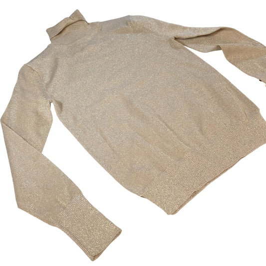 River Island Petite Turtleneck Sweater UK6 Women's Metallic Knit Jumper Beige