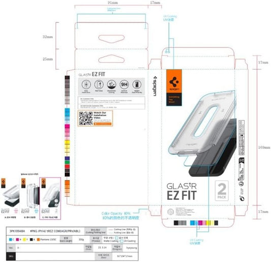 Spigen Glastr EZ Fit Screen Protector for iPhone 13 13 Pro 2 Pack Easy Install