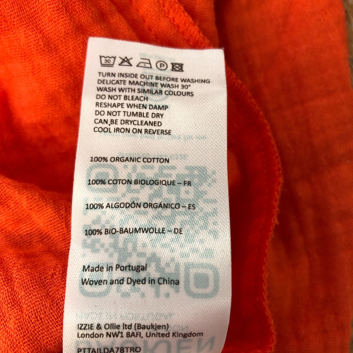 Baukjen Organic Cotton Blouse UK8 Women's Puff Sleeve Button Front Orange