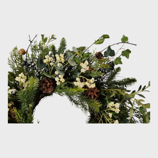ULTIMATE Pinecone Christmas Wreath 60CM Green Natural Materials Handcrafted
