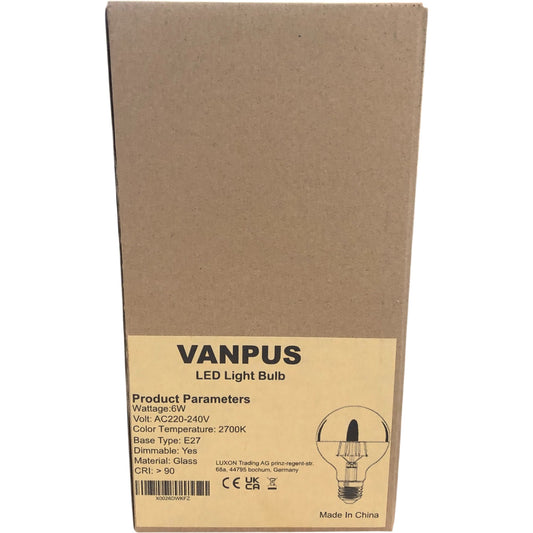Vanpus 6W E27 LED Light Bulb Dimmable Glass 2700K Warm White Pack of 3