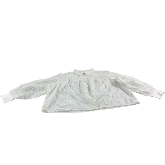 White Embroidered Long Sleeve Blouse - Size 26
