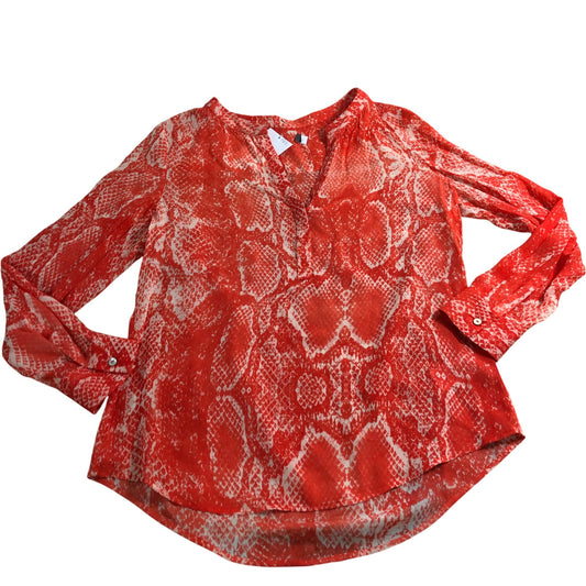 Branded Blouse UK12 Women's Red Snakeskin Print Long Sleeve Top