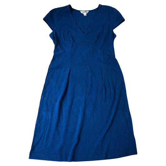 Women's Cap Sleeve Blue Dress Stretchy Casual Fit Summer UK12