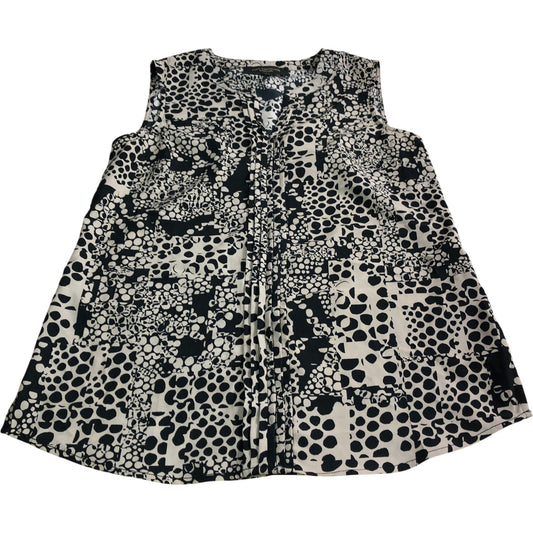 Paul Costelloe Women's Sleeveless Blouse UK10 Black Geometric Print
