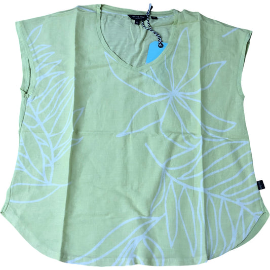 Weird Fish Valli Top Size 12 Women's Pale Yellow Leaf Print