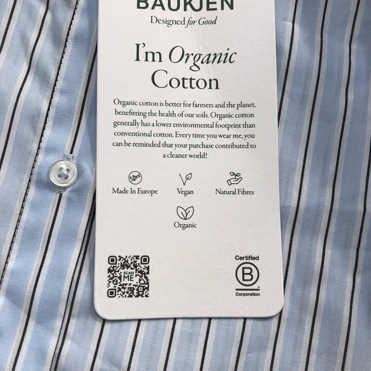 Baukjen Rishma Organic Shirt Blue Black & White Stripe Size 18