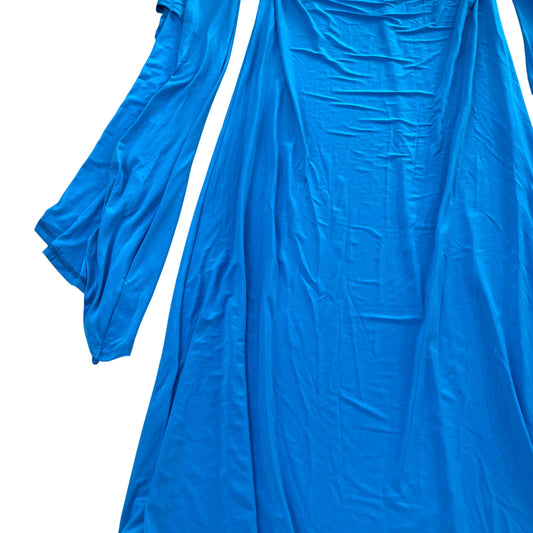 River Island Exaggerated Draped Flared Sleeve Blue Dress