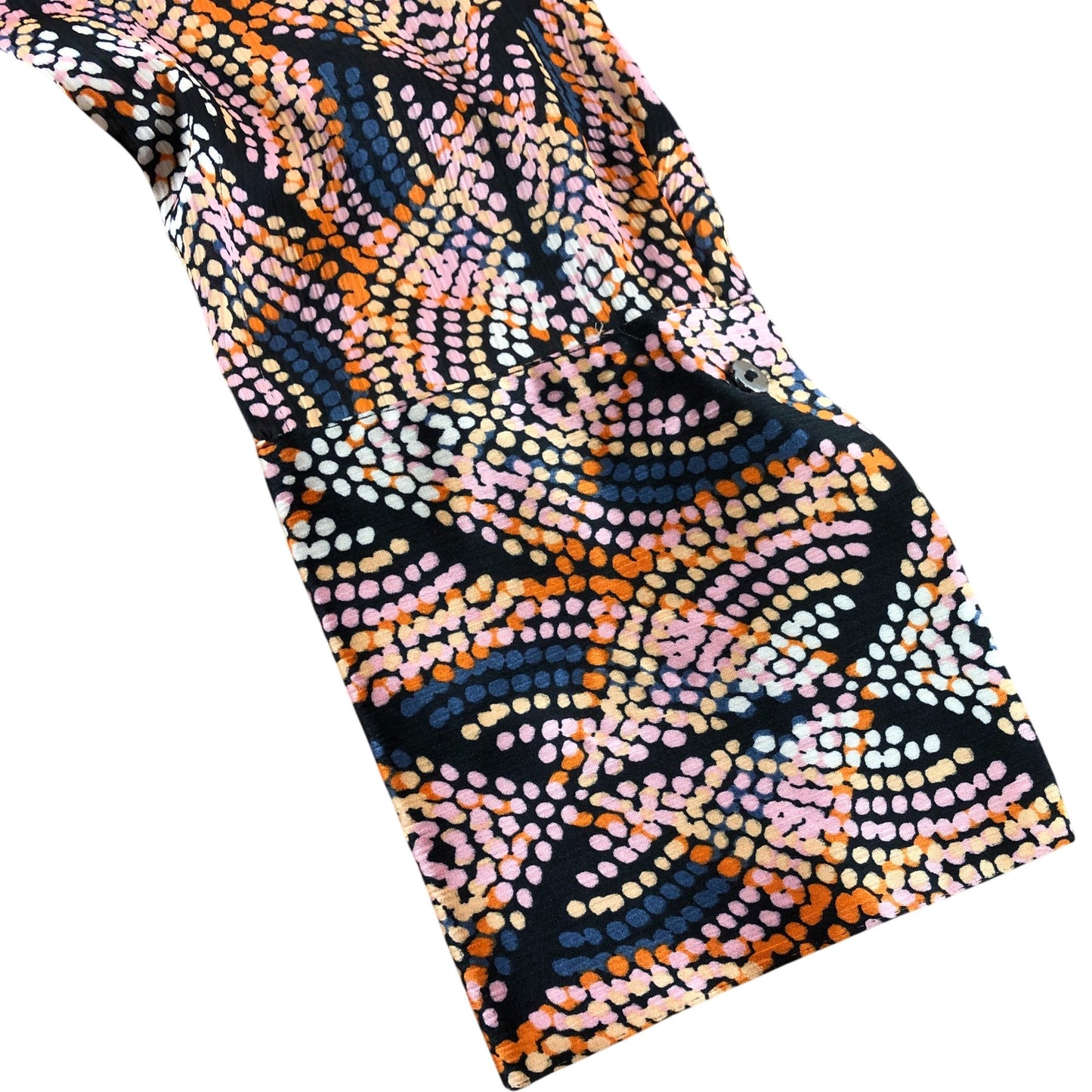 Branded Orange Geometric Print Satin Shirt - Size 6