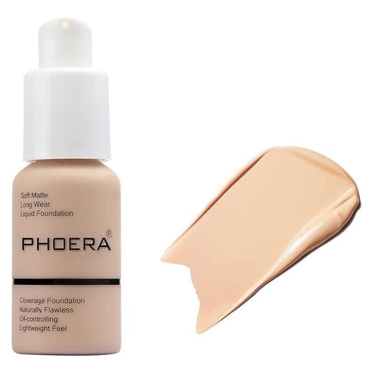 Phoera Silky Full Coverage Liquid Foundation 30ml Shade 102 Nude