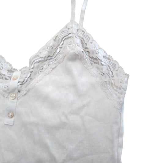 River Island Women's Lace Trimmed Camisole Top Size L Cream Soft Cotton Blend