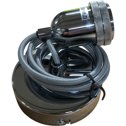 E27 Max 60W Pendant Light Fitting Chrome Lamp Holder with 1m Cable Length