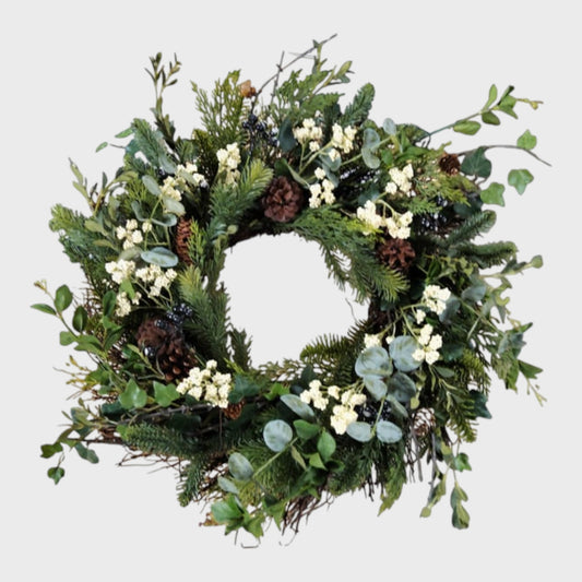 ULTIMATE Pinecone Christmas Wreath 60CM Green Natural Materials Handcrafted
