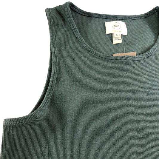 River Island Men's Tank Top Size S Green Cotton Elastane Ribbed Top