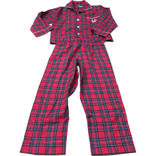 Trotters Kids Red Plaid Pyjamas Set Size 6-7 Years Flannel Cotton Check Sleeves