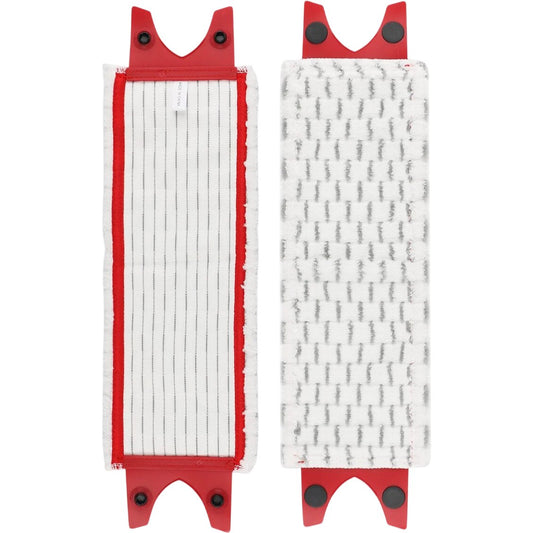 Mop Cleaning Pads Set of 4 Red Stripe Microfiber Replacement Refills