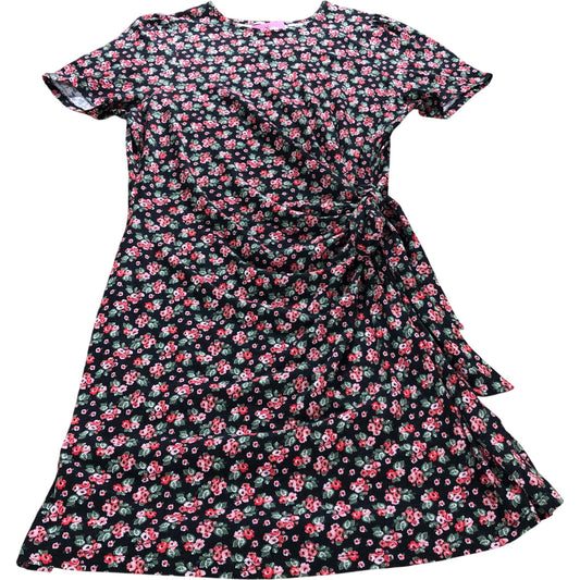Black Floral Knot Front Jersey Dress - Size 18