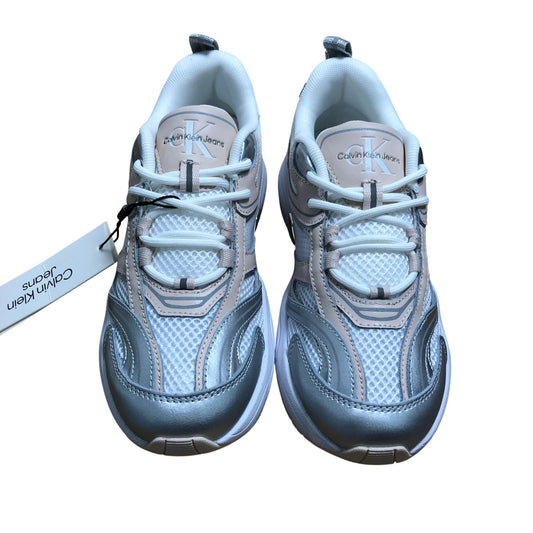 Calvin Klein Jeans Retro Tennis Low Trainers UK3.5 Women's Sneakers Silver