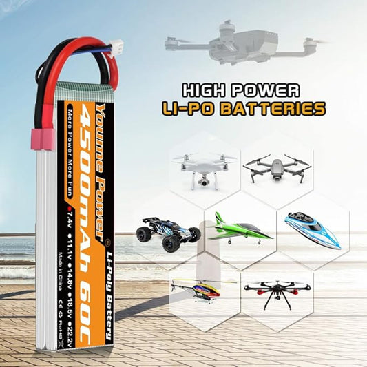 YOUME POWER 4500mAh 60C LiPo Battery High Voltage Compatible RC Models