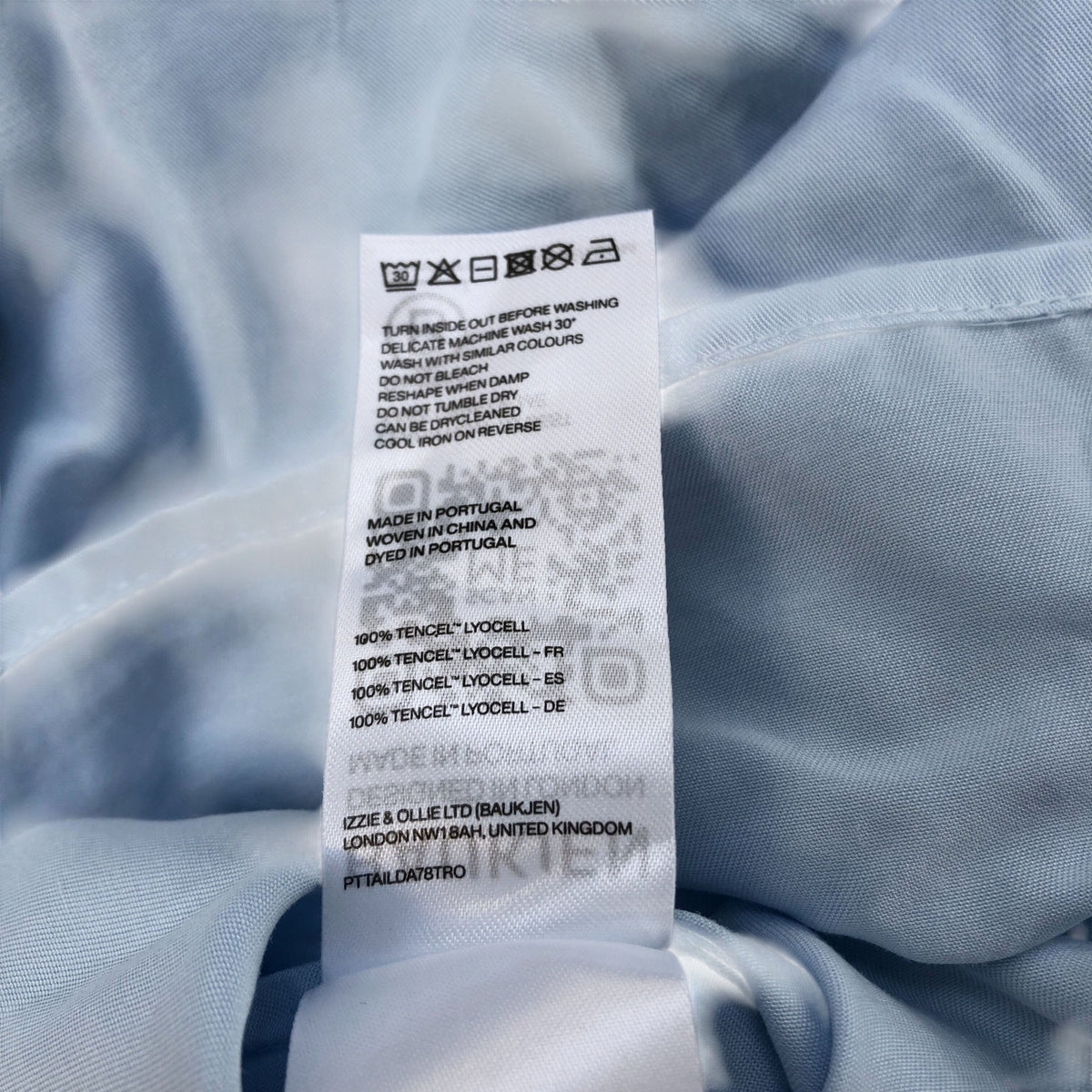 Baukjen Blue Tencel Lyocell Button Up Blouse Women's Soft Causal Top